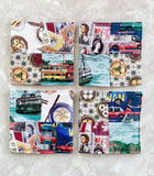 Set of 4 thick fabric coasters