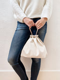 Button Fuji bag - Natural white canvas