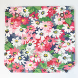 Light grey leather button cube bag - daisies