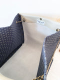 Light grey leather button cube bag - geometric stars