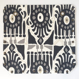 Light grey leather button cube bag - ikat print