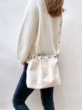 Button Fuji bag - Natural white canvas