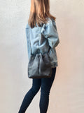 Black leather bucket bag