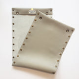 Light grey leather button cube bag - ikat print
