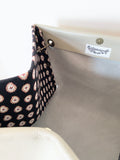 Light grey leather button cube bag - paisley dots