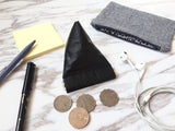 Leather pyramid flex frame coin purse