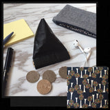 Leather pyramid flex frame coin purse